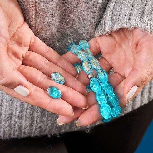 Turquoise | .925 Sterling Silver | Firework Glass Pebble Earrings